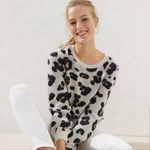 LOFT Leopard Print Sweater - Black and Brown